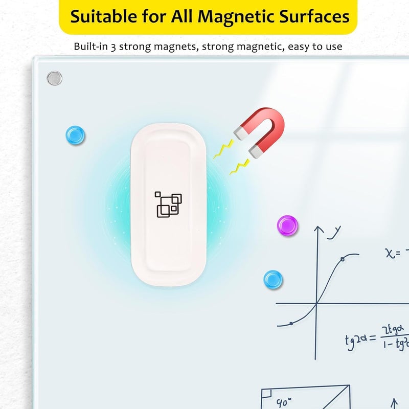 maxtek Magnetic Dry Erase Eraser, 2 Pack, for Glass Board, Calendar, Whiteboard, Office and School Supplies (Pure White) - Image 3